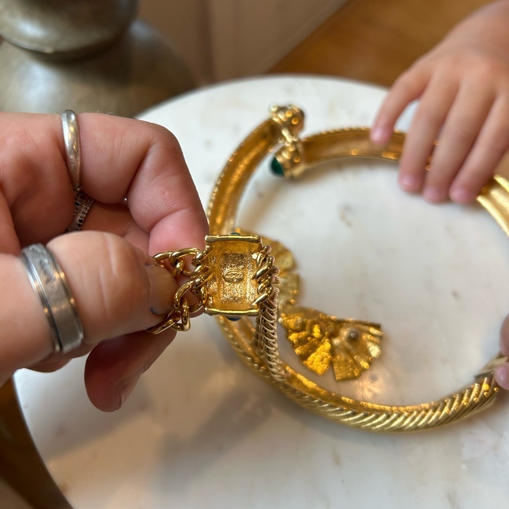 Givenchy Gold Necklace Set with Jewel Accents  2 piece bracelet and necklace - Picture 10 of 10
